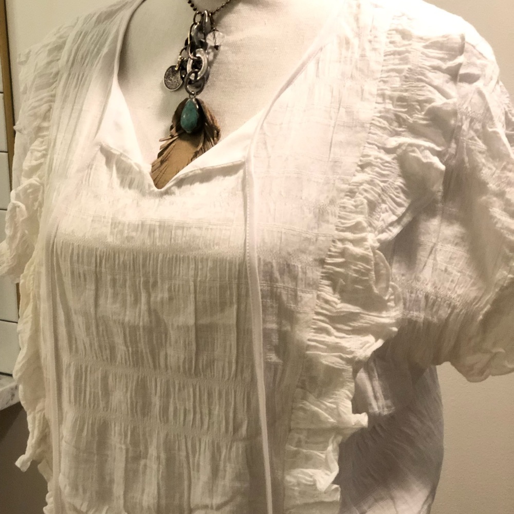 Cute White Ruffle Sleeve Top